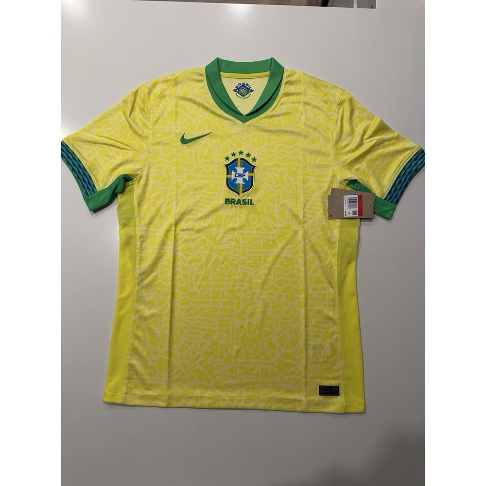 Nike Mens Brazil National Team 2024 Jersey Yellow/ Spark FJ4284-706 Size Large